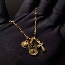 Fashion Gold Copper Diamond Cross Necklace