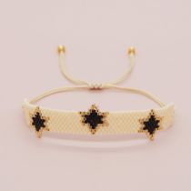 Fashion Beige Rice Beads Braided Six-pointed Star Bracelet