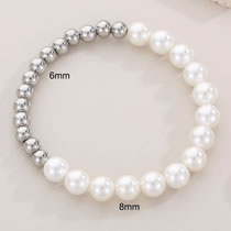 Fashion 9# Stainless Steel Pearl Gold Beads Bead Bracelet