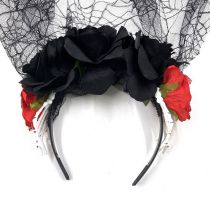 Fashion 6 Black Red Colorful Simulated Flower Veil Headband