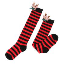 Fashion 8# Red And Black-thin/bow Tie Deer Polyester Three-dimensional Christmas Striped Knitted Over-the-knee Socks