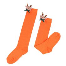Fashion 14# Pure Orange/bow Tie Deer Polyester Three-dimensional Christmas Knitted Over-the-knee Socks