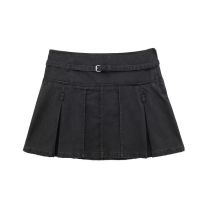 Fashion Black Blended Pleated Skirt