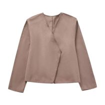 Fashion Brown Polyester Irregular Jacket