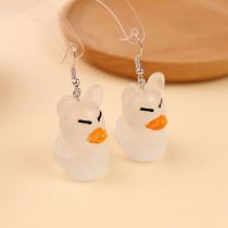 Fashion Luminous White Cartoon Luminous Three-dimensional Duck Earrings
