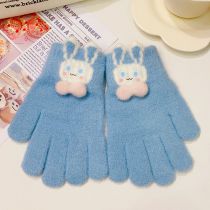 Fashion 3# Blue 3d Rabbit Children's Knitted Mittens