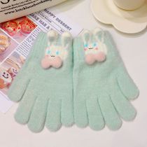 Fashion 6# Green 3d Rabbit Children's Knitted Mittens
