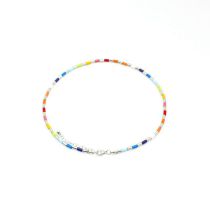 Fashion Silver Tail Chain Geometric Colorful Beaded Bracelet