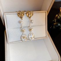 Fashion Gold Geometric Shaped Pearl Love Earrings