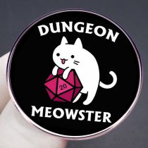 Fashion Cats And Dungeons Metallic Printed Round Brooch