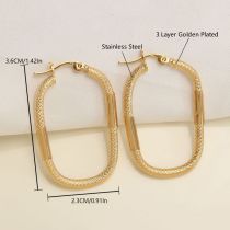 Fashion Small Rounded Rectangle Metal Snake-print Oval Earrings