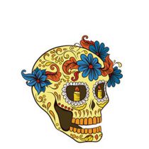 Fashion 25# Color Printed Skull Tattoo Face Sticker