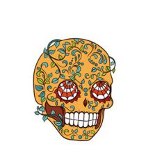 Fashion 28# Color Printed Skull Tattoo Face Sticker