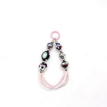 Fashion Cool Black Pink Rice Beads (comes With Hanging Piece And Lanyard) Geometric Beaded Mobile Phone Chain