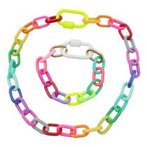 Fashion Color Alloy Geometric Chain Bracelet Necklace Set