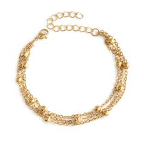 Fashion Gold Stainless Steel Geometric Ball Chain Multi-layer Bracelet