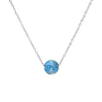 Fashion Light Blue Glass Luminous Bead Chain Necklace Geometric Round Glazed Luminous Beads Men's Necklace