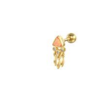 Fashion Single Golden-orange Diamond Metal Inlaid Zirconium Triangular Tassel Piercing Nails (single)  S925 Sterling Silver