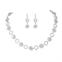 Fashion Style Geometric Diamond Earrings And Necklace Set  Rhinestones
