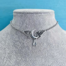 Fashion Silver Alloy Butterfly Moon Necklace  Alloy