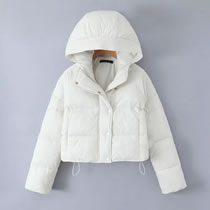 Fashion White Nylon Hooded Cotton Jacket