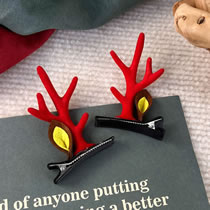 Fashion A Red Antler Ear Clip Christmas Antlers Children's Clip