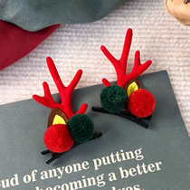 Fashion C Red And Green Balls And Red Antlers Clip Christmas Antlers Children's Clip