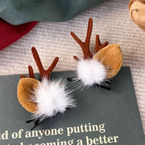 Fashion F Brown Antler And Mink Hair Clip Christmas Antlers Children's Clip