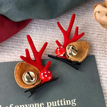 Fashion G Red Antler Bell Mushroom Clip Christmas Antlers Children's Clip