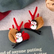 Fashion S Red Antlers Black Hat Snowman Clip Christmas Antlers Children's Clip