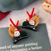 Fashion T Red Antlers Green Ball Snowman Clip Christmas Antlers Children's Clip