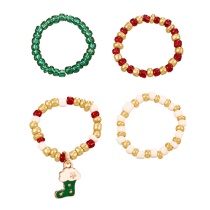 Fashion Color 6 Alloy Oil Drop Christmas Series Pendant Rice Bead Ring Set Of 4