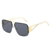 Fashion Gold Frame All Gray Piece Pc Half-rim Square Sunglasses