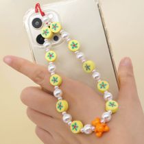 Fashion 7# Small And Large Pearl Beaded Bear Mobile Phone Chain  Acrylic