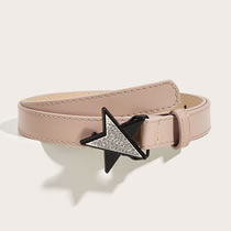 Fashion Black Star Snap Arrow Diamond (apricot) Star Snap Buckle Wide Belt  Imitation Leather