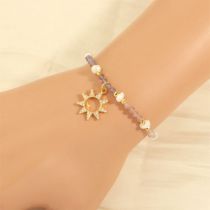 Fashion Bracelet Geometric Beaded And Diamond Sun Bracelet  Stone