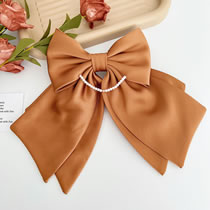 Fashion Orange Satin Fabric Bow Hair Clip
