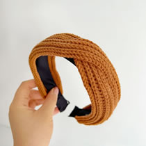 Fashion Orange Knitted Cross Headband Knitted Crossover Wide-brimmed Headband
