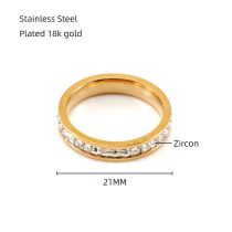 Fashion Rose Gold Stainless Steel Diamond Geometric Ring