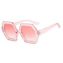 Fashion Pink Frame Double Pink Polygonal Large Frame Sunglasses