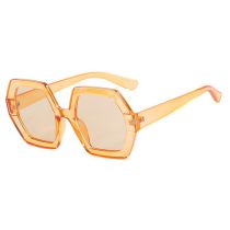 Fashion Orange Champagne Polygonal Large Frame Sunglasses