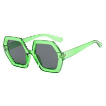Fashion Green Frame Gray Film Polygonal Large Frame Sunglasses