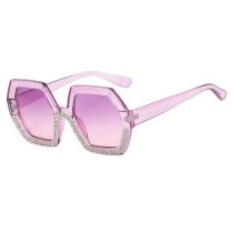Fashion Purple Frame Purple Pink Pc Diamond Octagonal Sunglasses