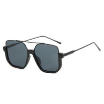 Fashion Black Frame All-black Double Bridge Large Frame Sunglasses