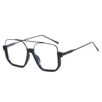 Fashion Black Frame White Film-black Double Bridge Large Frame Sunglasses