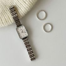 Fashion Silver With White Surface Stainless Steel Square Dial Watch