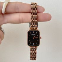 Fashion Rose Gold Black Surface Stainless Steel Square Dial Watch
