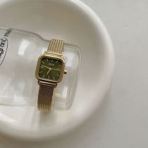 Fashion Gold With Green Surface Stainless Steel Square Dial Watch
