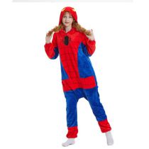 Fashion Spiderman Winter Polyester Cartoon Flannel One Piece Pajamas