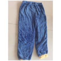 Fashion Blue Pants Flannel Colorblock Trousers